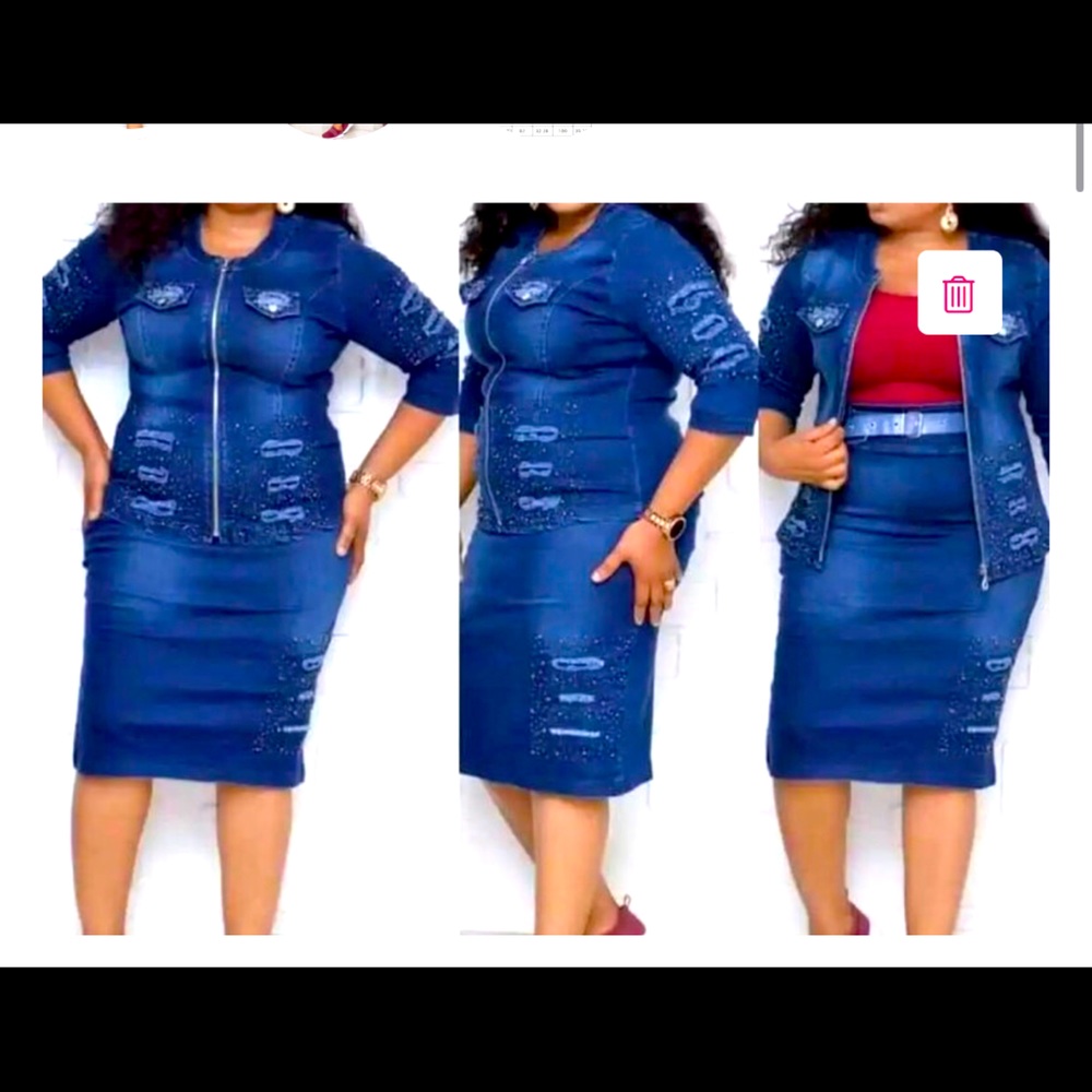 Ripped Blue Jean skirt fits like a 1x